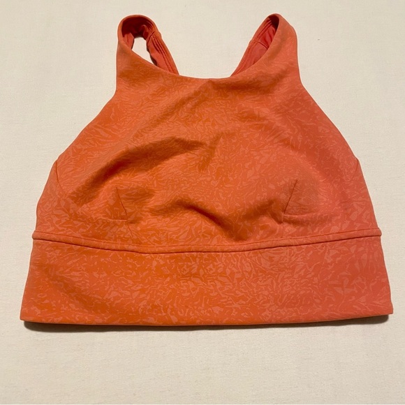 Lululemon Wunder Train Long-Line Bra Medium Crunch Warm Coral Size 6 - Picture 14 of 15